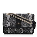 Dámska žakárová crossbody s retiazkou čierno-sivá