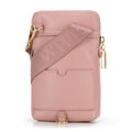 Malá kožená crossbody kabelka ružová so zlatým logom  
