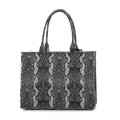 Dámska žakárová shopper kabelka so vzorom čierno-sivá 99-4E-500-X8