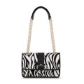 Dámska žakárová crossbody s retiazkou krémovo-čierna