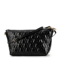 Damska torebka crossbody ze skóry z przeszyciami czarna 99-4E-635-1