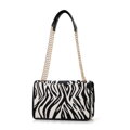 Dámska žakárová crossbody s retiazkou krémovo-čierna