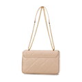 Dámska kožená crossbody kabelka s diamantovým vzorom, béžová 99-4E-603-9