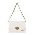 Kožená crossbody s odnímateľnou retiazkou, krémová 100-4E-207-0