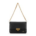 Kožená crossbody s odnímateľnou retiazkou, čierna 100-4E-207-1
