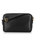 Dámska crossbody kabelka z kože s prešívaním, čierna 100-4E-629-1