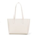 Dámska shopper kabelka z kože krémová 100-4E-602-0