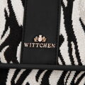 Dámska žakárová crossbody s retiazkou krémovo-čierna