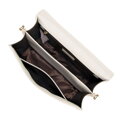 Kožená crossbody s odnímateľnou retiazkou, krémová 100-4E-207-0