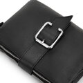 Dámska crossbody kožená kabelka s prackou čierna 99-4E-005-1