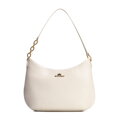 Kožená kabelka na rameno s retiazkou krémová 100-4E-603-0