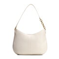 Kožená kabelka na rameno s retiazkou krémová 100-4E-603-0