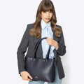 Kožená shopper kabelka dvojkomorová granátová 99-4E-018-7