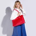 Nákupná kabelka z lesklej kože s monogramom ružová 34-4-098-PP
