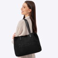 Kabelka shopper s prvkami ekokože čierna 100-4Y-400-1