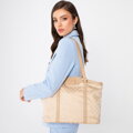 shopper kabelka Wittchen zo žakáru a kože s monogramami, krémová 98-4E-904-0