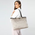 Žakárová shopper kabelka Wittchen s monogramovým vzorom, béžová 98-4E-905-8