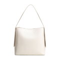 Shopperka z kože s prídavnými vreckami zlomená biela 100-4E-203-0