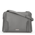 Dámska crossbody dvojkomorová kabelka šedo-strieborná 100-4Y-009-8S
