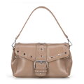 Dámska crossbody z ekokože s dekoratívnymi nitmi béžová 100-4Y-207-9