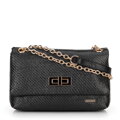 Dámska crossbody z pleteniny s retiazkou čierna
