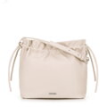 Dámska crossbody kabelka s dekoratívnymi viazaniami krémová 100-4Y-435-9
