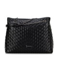 Shopper kabelka z ekokože s geometrickým prešívaním čierna 99-4Y-603-1