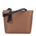 Dámska shopper kabelka s dekoračným pásom hnedo-čierna 99-4Y-615-5