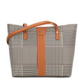Dámska károvaná shopper kabelka z ekokože hnedá 99-4Y-619-5