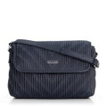 Dámska crossbody kabelka s vertikálnym prešívaním z ekokože tmavomodrá 99-4Y-635-7