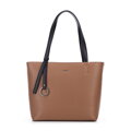 Dámska shopper kabelka s dekoračným pásom hnedo-čierna 99-4Y-615-5