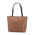 Dámska shopper kabelka s dekoračným pásom hnedo-čierna 99-4Y-615-5