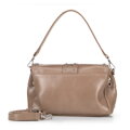 Dámska crossbody z ekokože s dekoratívnymi nitmi béžová 100-4Y-207-9