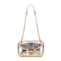Mini crossbody kabelka z lesklej ekokože, zlatá 100-4Y-216-G
