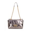 Dámska crossbody z lesklej ekokože sivá 100-4Y-217-8
