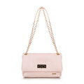 Dámska crossbody z pleteniny s retiazkou ružová
