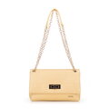 Dámska crossbody z pleteniny na retiazke žltá