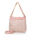Pletená crossbody kabelka s retiazkami ružová
