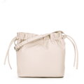 Dámska crossbody kabelka s dekoratívnymi viazaniami krémová 100-4Y-435-9