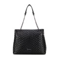 Shopper kabelka z ekokože s geometrickým prešívaním čierna 99-4Y-603-1