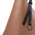 Dámska shopper kabelka s dekoračným pásom hnedo-čierna 99-4Y-615-5