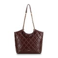 Dámska shopper kabelka z ekokože s geometrickým prešívaním bordová 99-4Y-624-3