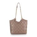 Dámska shopper kabelka z ekokože s geometrickým prešívaním béžová 99-4Y-624-9