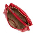 Dámska crossbody z ekokože s dekoratívnymi nitmi červená 100-4Y-207-3