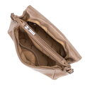 Dámska crossbody z ekokože s dekoratívnymi nitmi béžová 100-4Y-207-9
