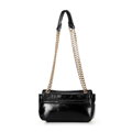 Mini crossbody kabelka z lesklej ekokože, čierna 100-4Y-216-1