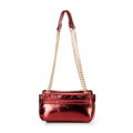 Mini crossbody kabelka z lesklej ekokože, červená 100-4Y-216-3