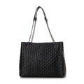 Shopper kabelka z ekokože s geometrickým prešívaním čierna 99-4Y-603-1