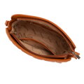 Dámska crossbody kabelka s geometrickým vzorom z ekokože svetlohnedá 99-4Y-605-5
