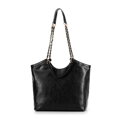 Dámska shopper kabelka z ekokože s geometrickým prešívaním čierna 99-4Y-624-1